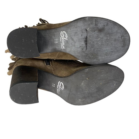 SBICCA Jessa‎ Brown Suede Western Cowgirl Rodeo Leather Fringe Heeled Booties - Picture 9 of 12